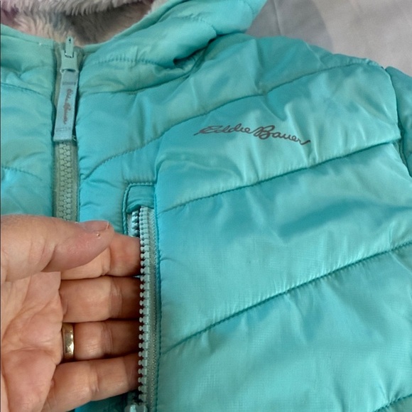 Eddie Bauer Girls' Reversible Jacket - Teal, Deer Harbor Waterproof Puffer - Picture 4 of 13